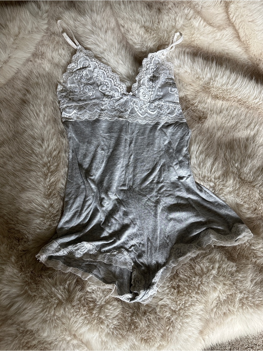 Lace-Trim Grey Camisole Romper - Women Intimates & Sleepwear